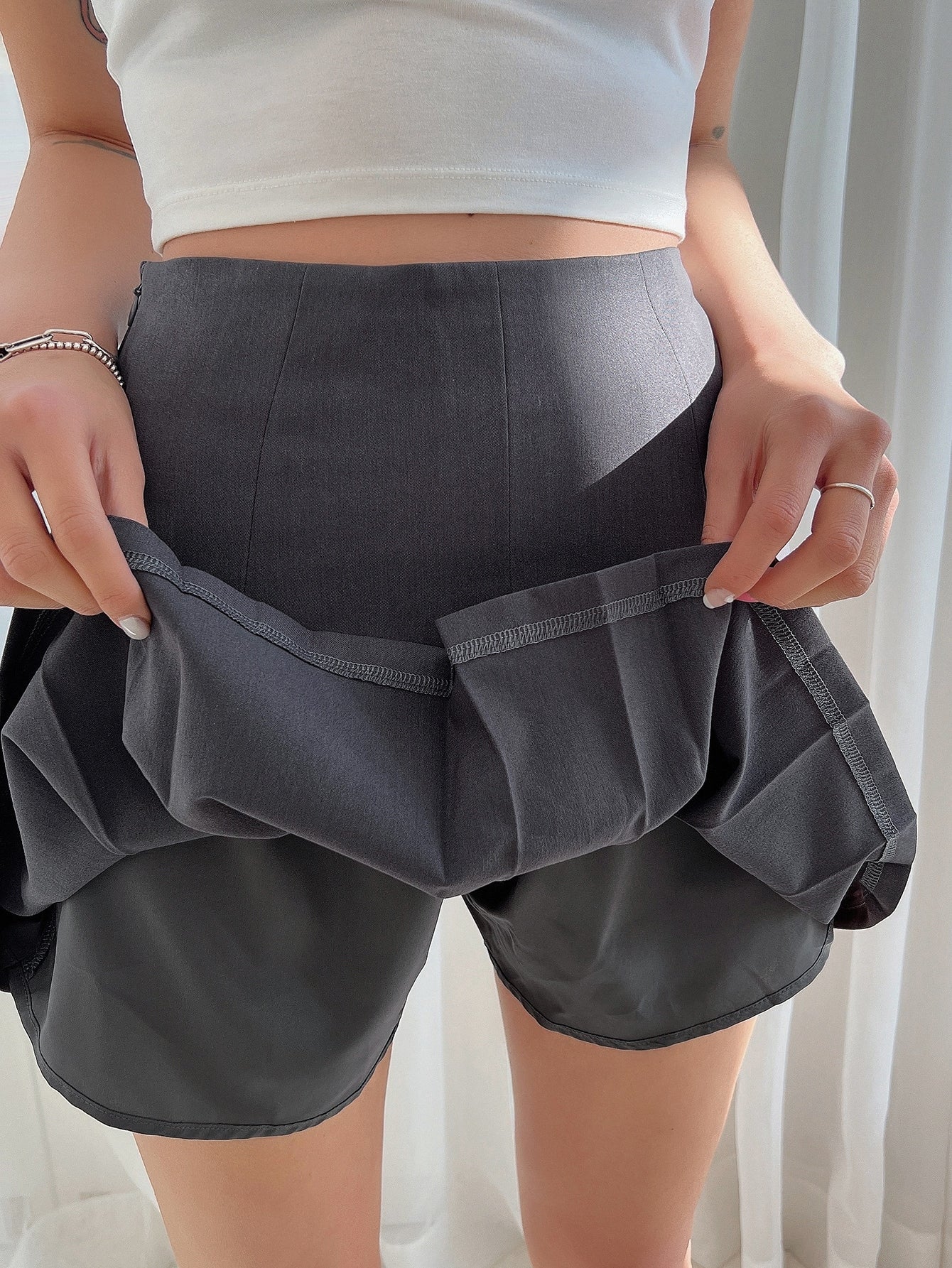 High Waist Fold Pleated Detail Skirt