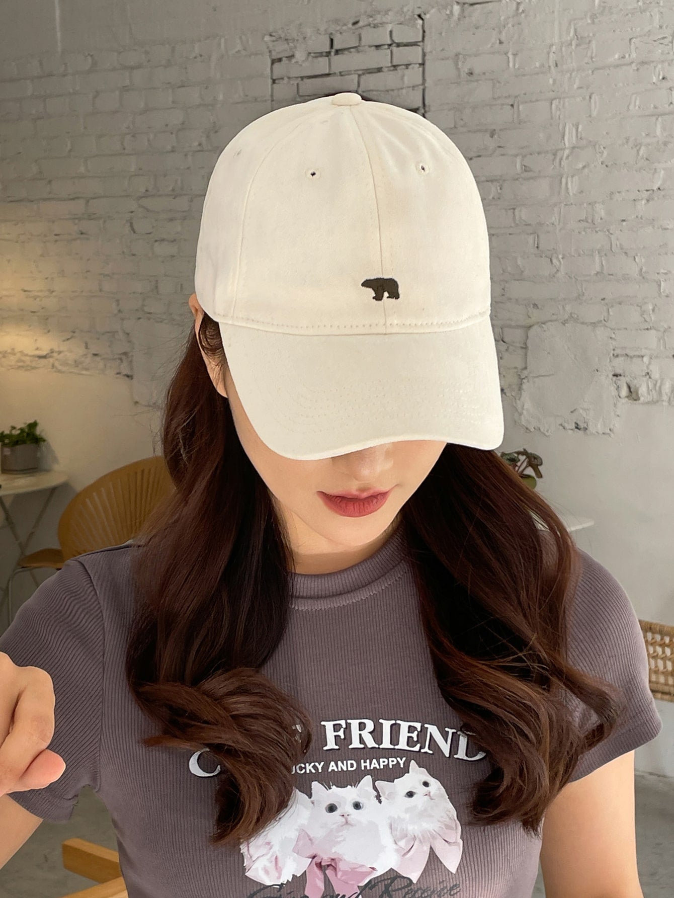 1pc Women Bear Embroidered Fashion Baseball Cap For Daily Life