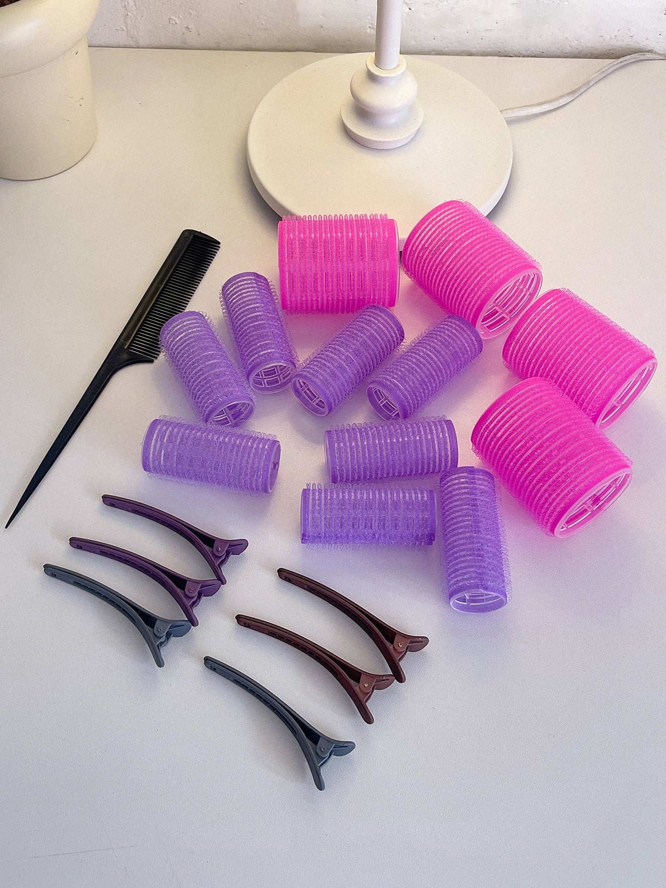 19pcs Self-adhesive Hair Curling Roller & Clip Set
