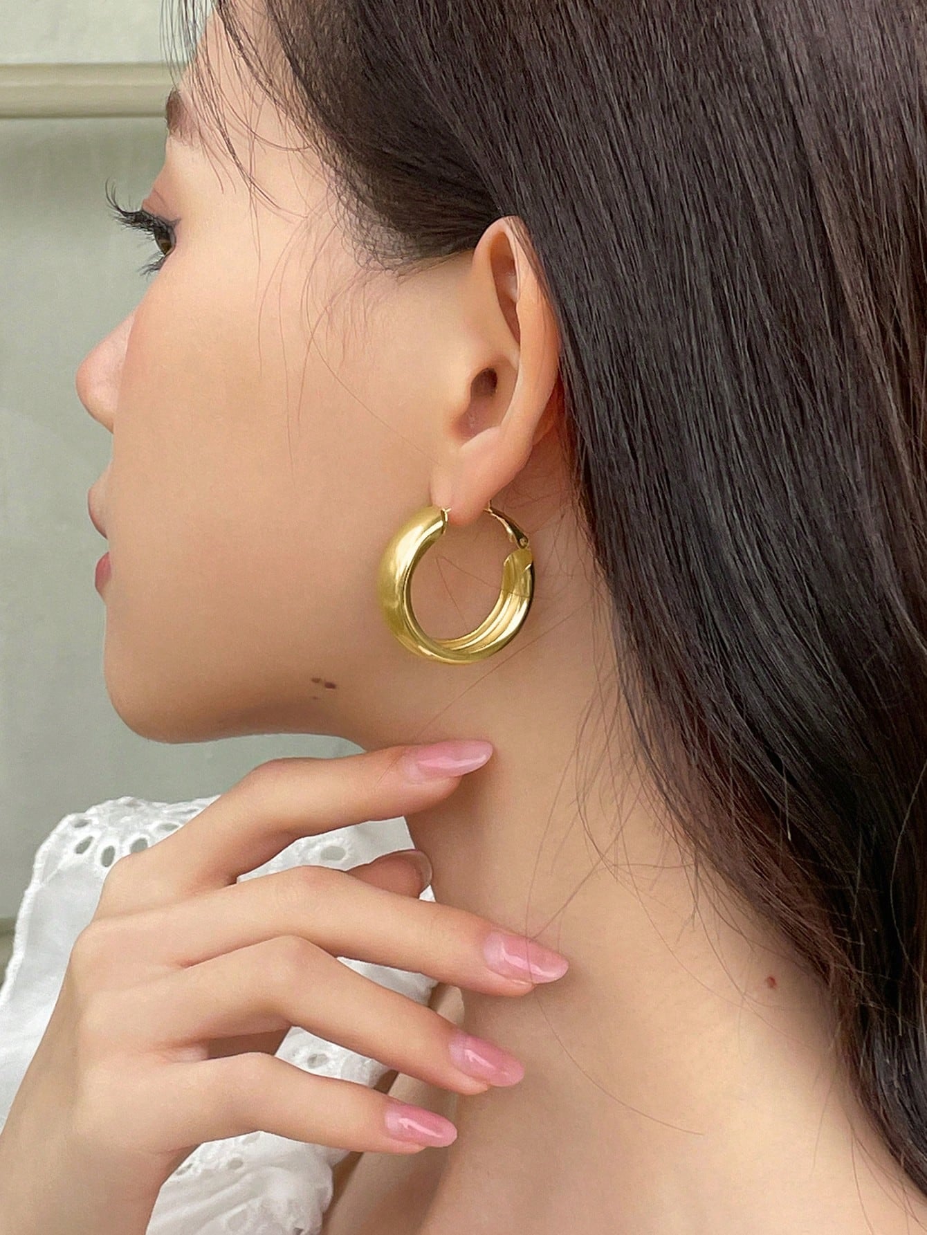 1pair Fashionable Minimalist Hoop Earrings For Women For Daily Decoration