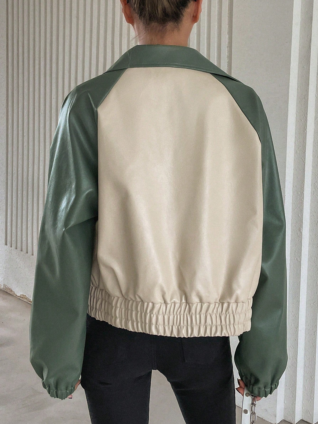 Colorblock Zip Up Raglan Sleeve Jacket