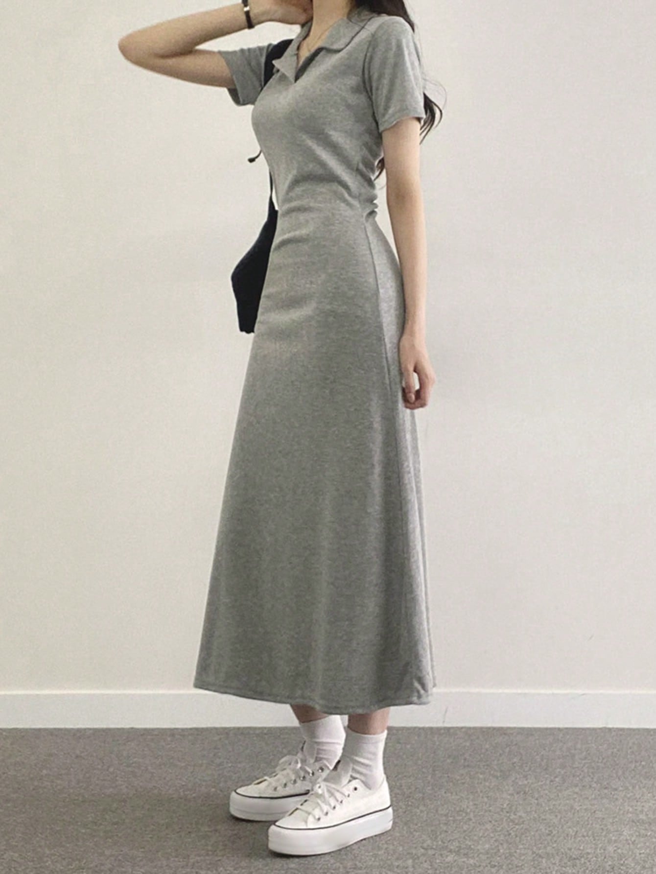 Solid A-line Dress