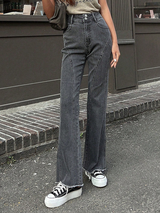 Solid Flare Leg Jeans