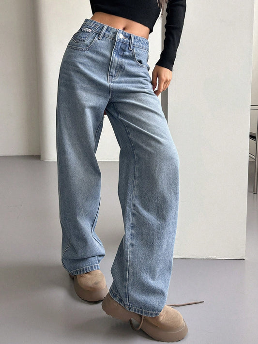 Slant Pocket Wide Leg Jeans