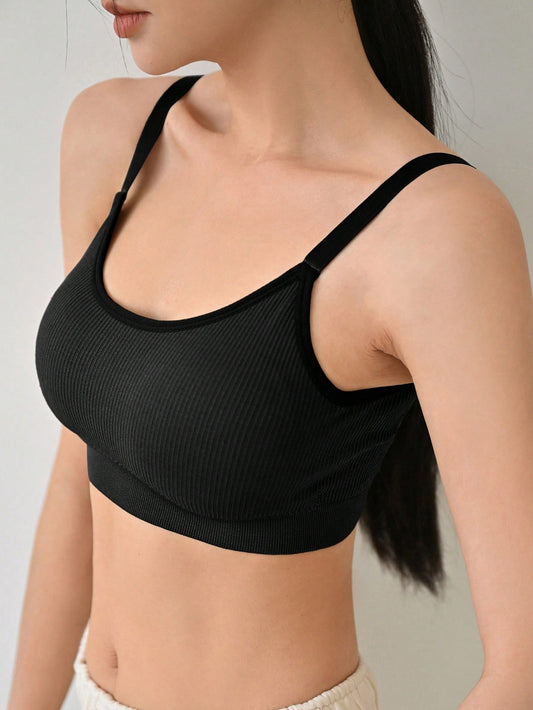 Solid Ribbed Knit Bralette