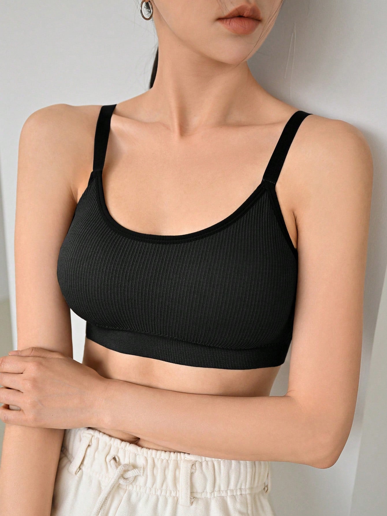 Solid Ribbed Knit Bralette