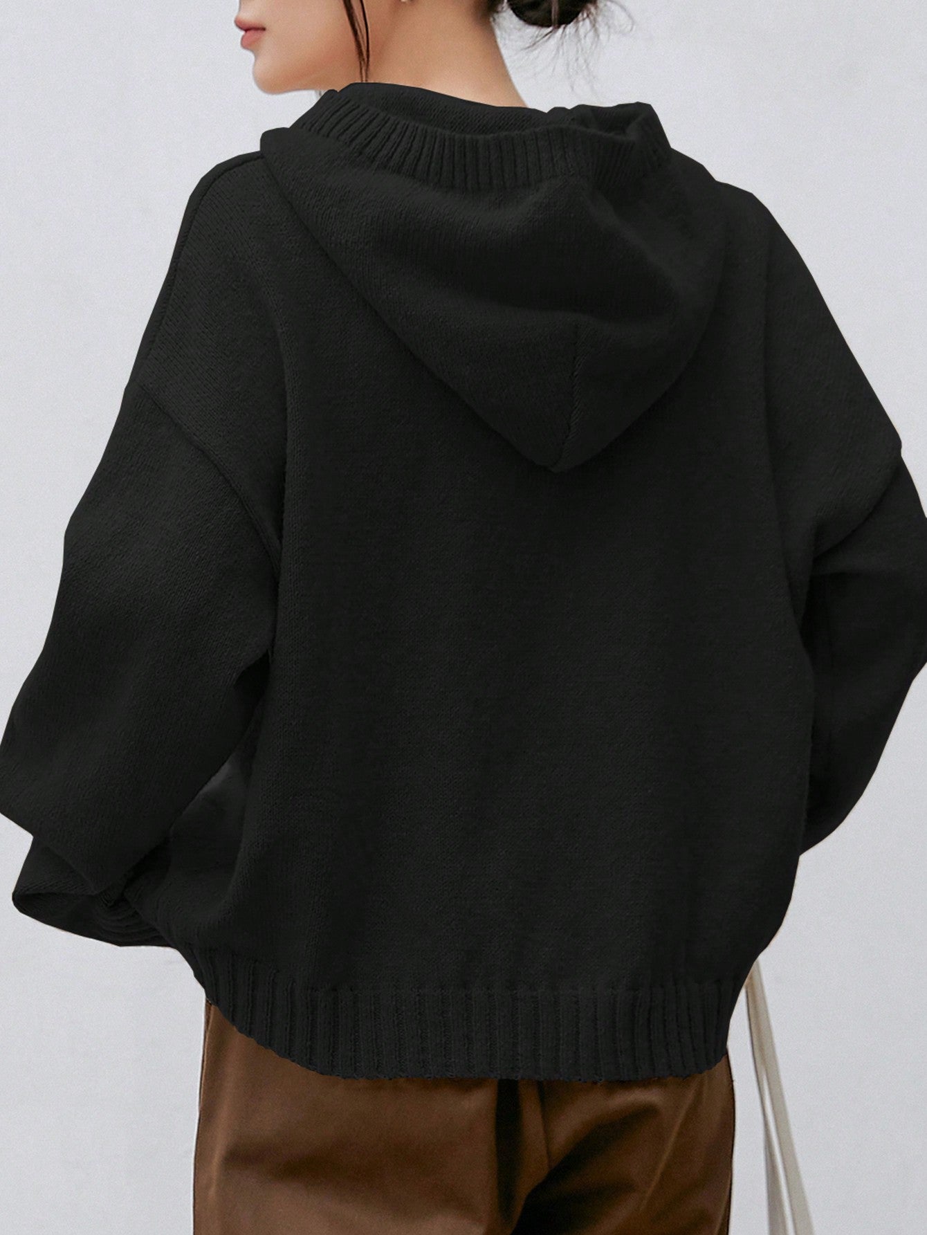 Drop Shoulder Hooded Sweater
