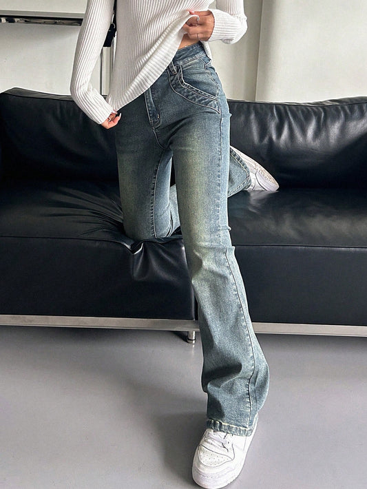 Solid Flare Leg Jeans