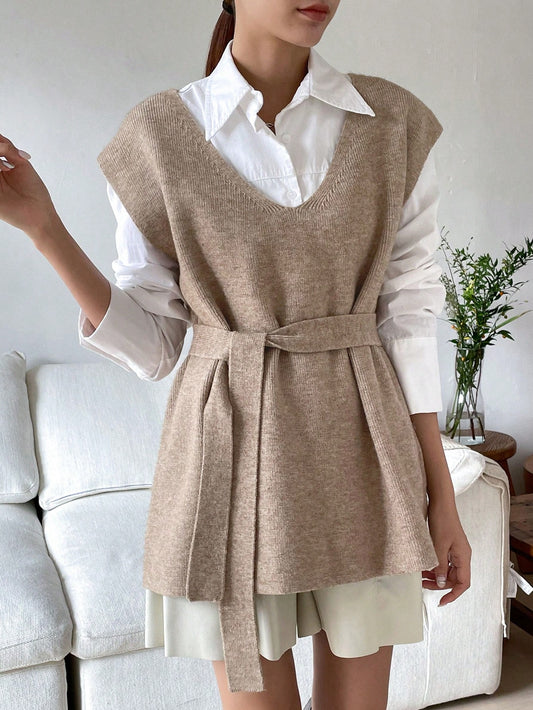 1pc Belted Sweater Vest