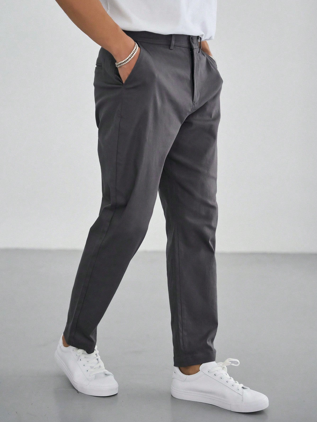 Kpop Men's Straight-leg Pants With Side Pockets