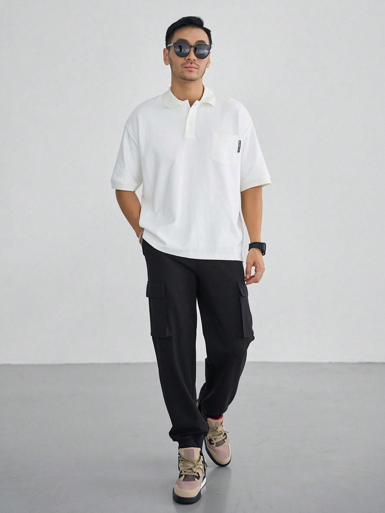 Kpop Men's Workwear Pants With Pockets And Drawstring Waist