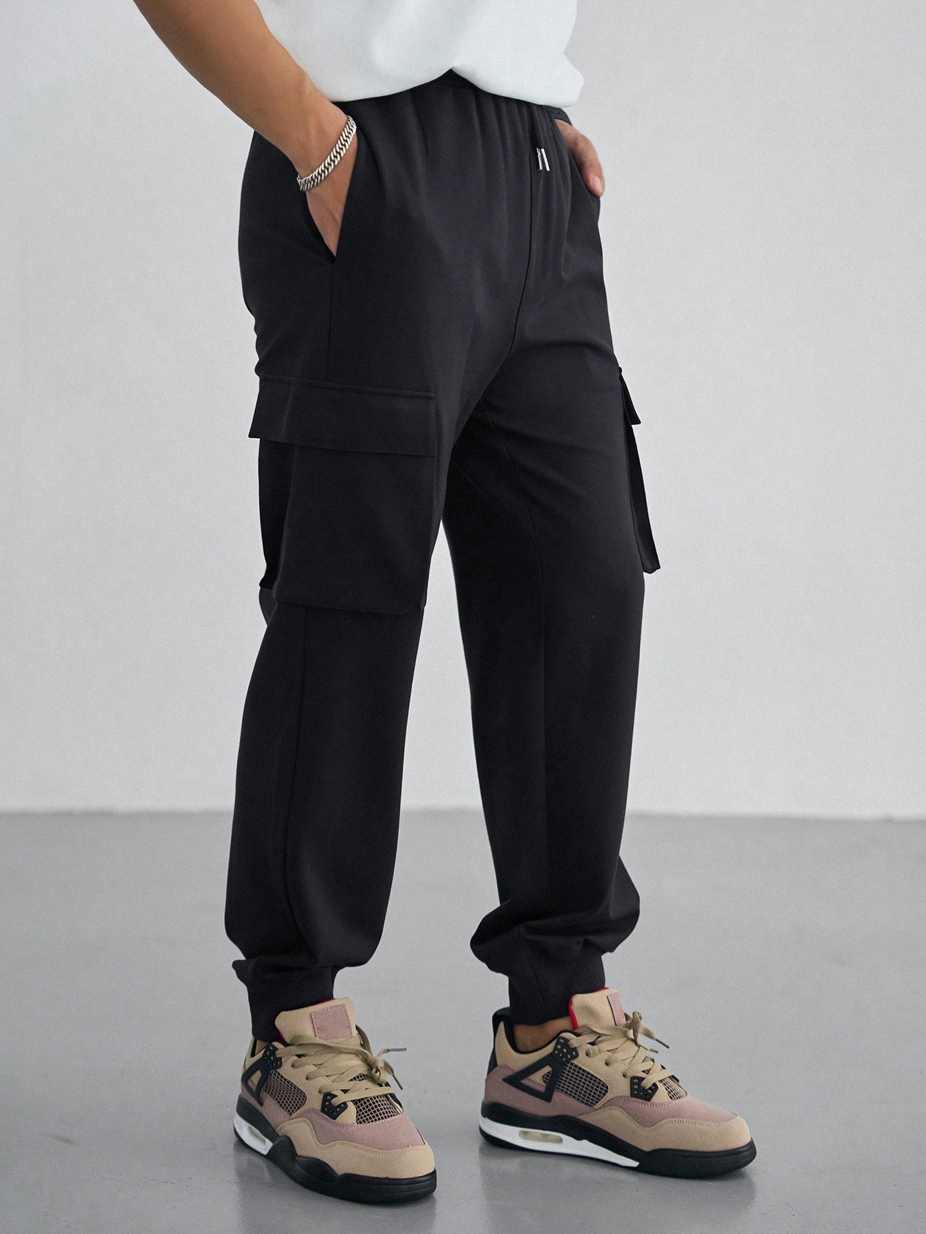 Kpop Men's Workwear Pants With Pockets And Drawstring Waist