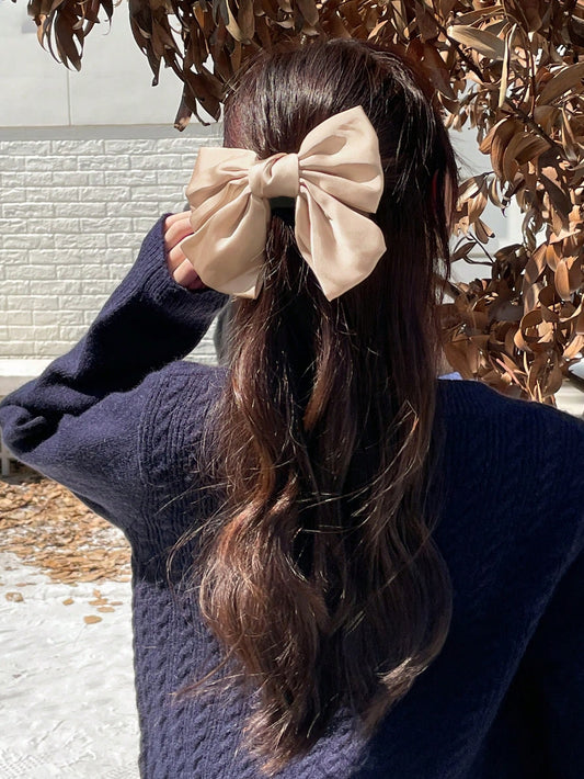 Solid Bow Hair Clip For Daily Use For Girls Hairstyles Casual Cute