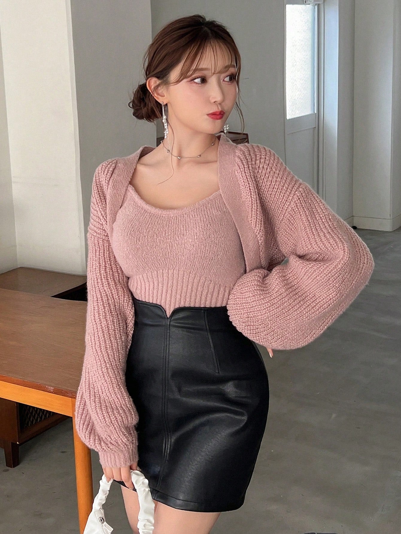 Women's Solid Color Loose Shoulder Cardigan