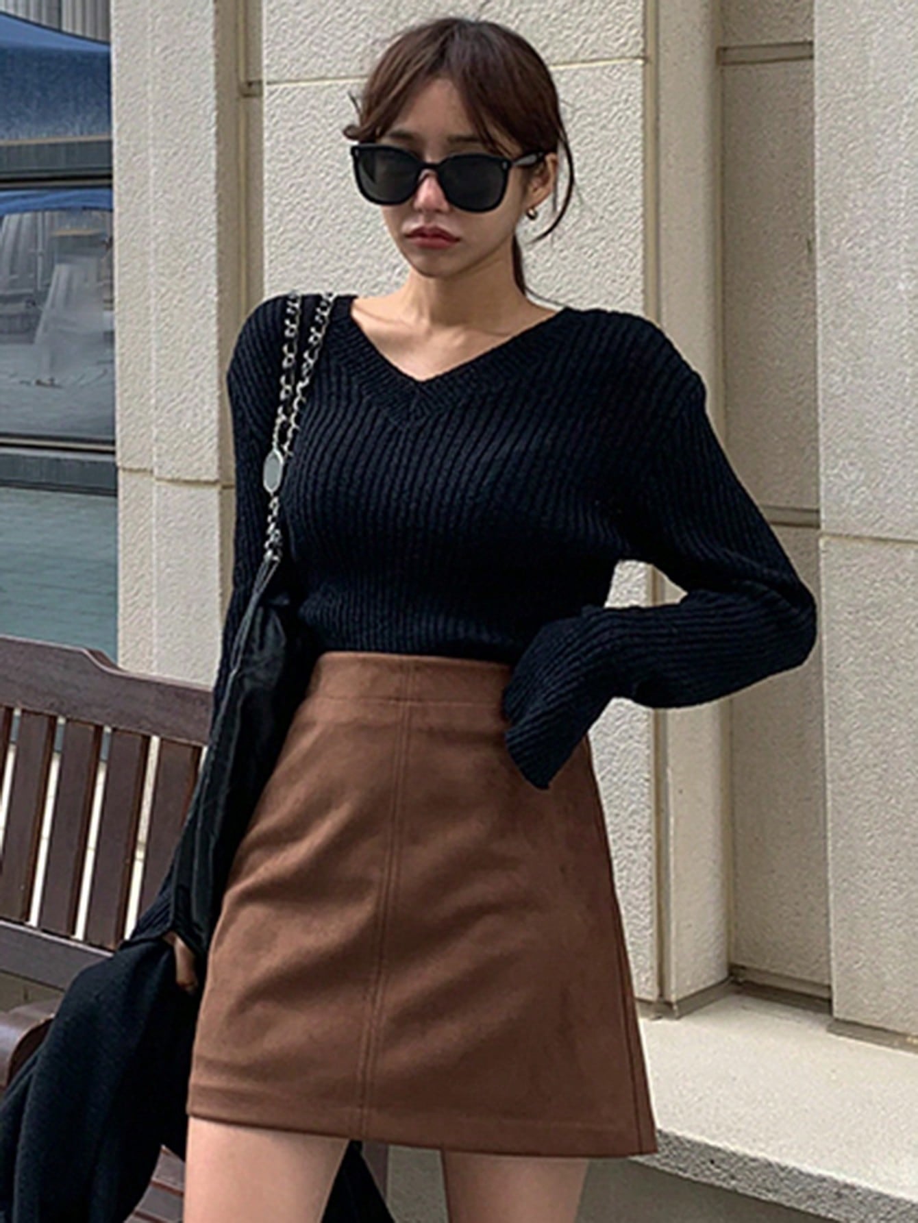Women's Solid Color Drop Shoulder Sweater
