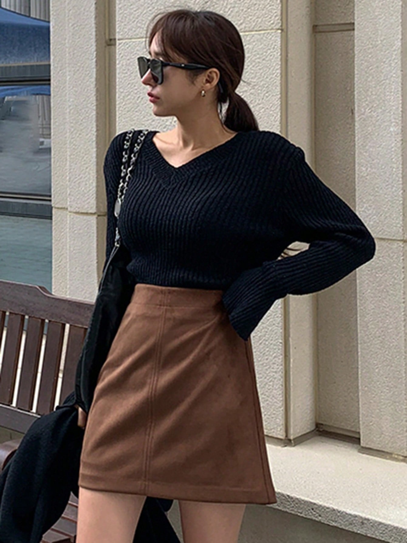 Women's Solid Color Drop Shoulder Sweater