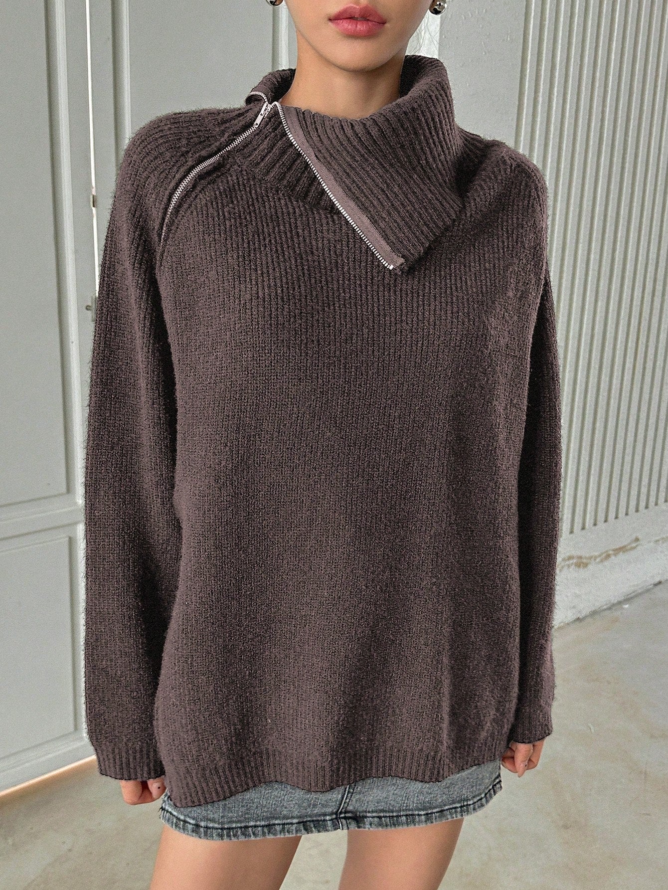 Women's Zipper Front Cardigan Sweater