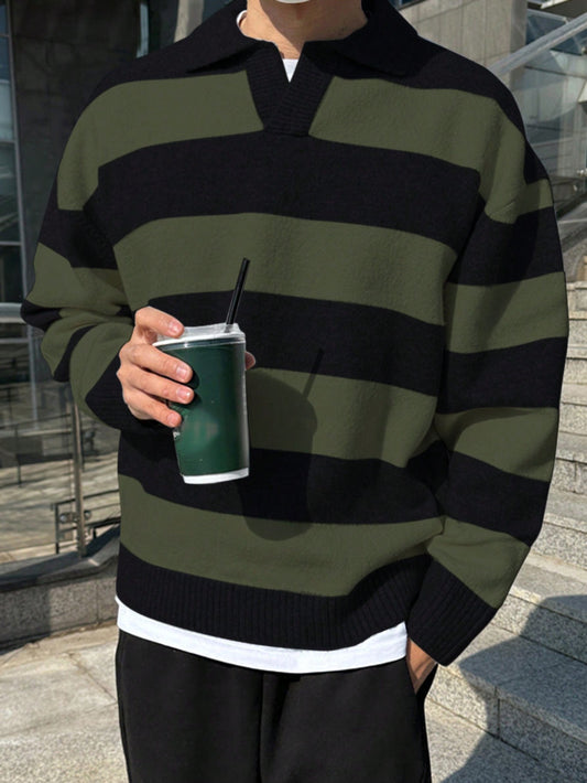 Men's Striped Color Block Knitted Sweater