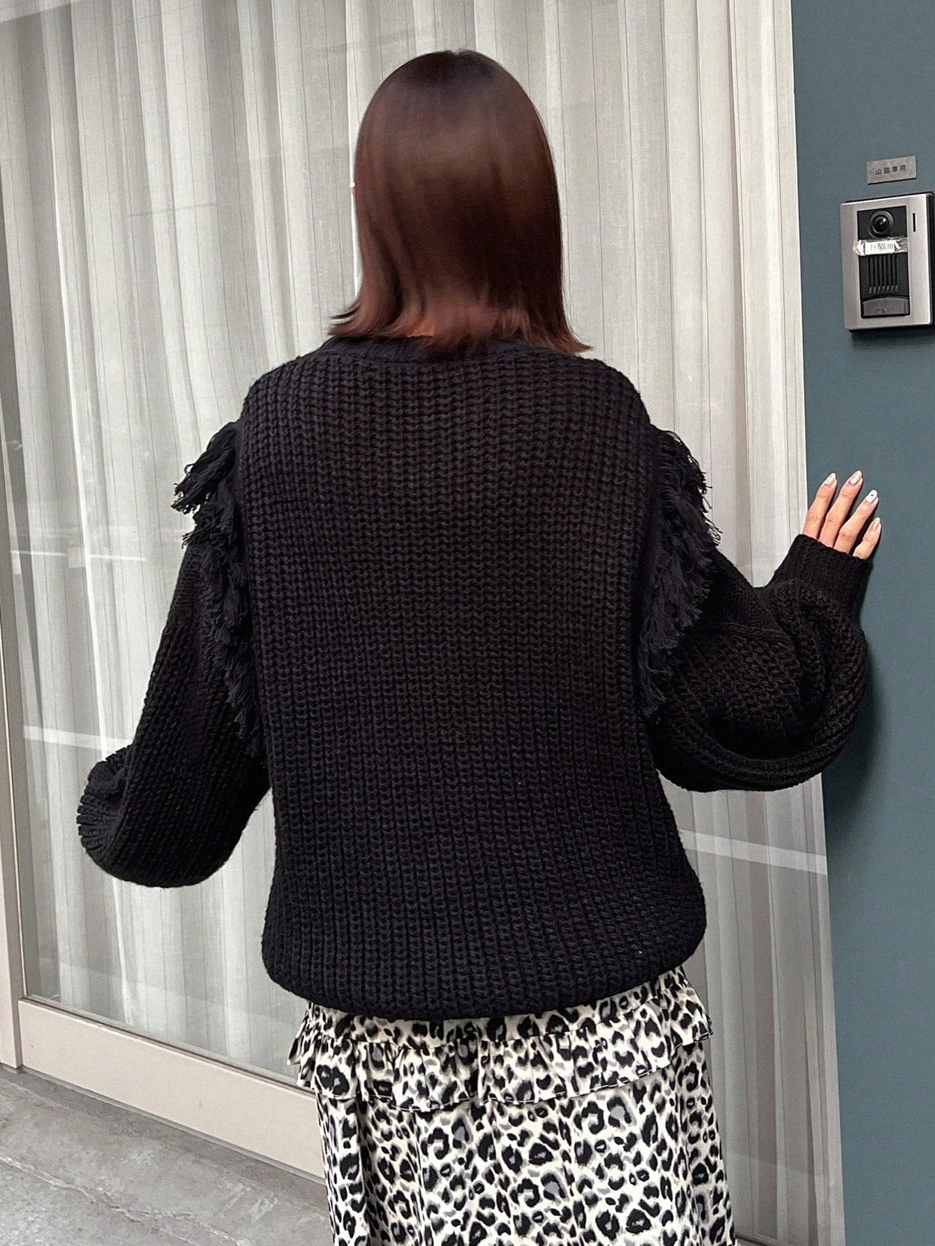 Tasseled Off-shoulder Sweater