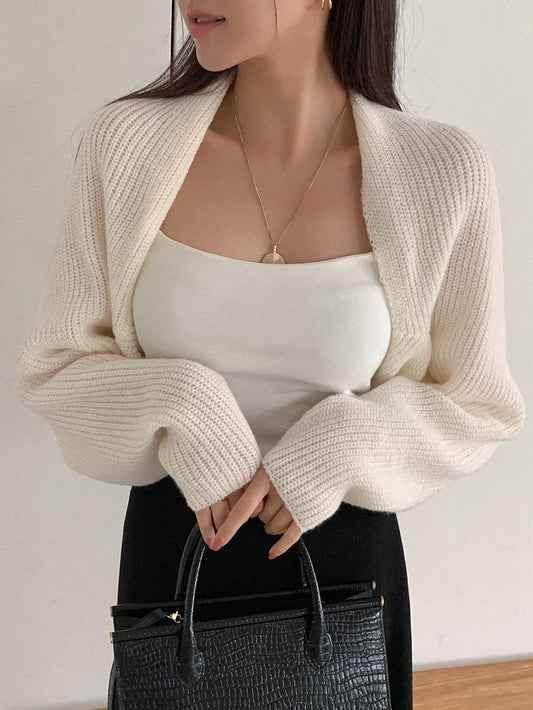 Women's Loose Solid Color Open Front Casual Cardigan