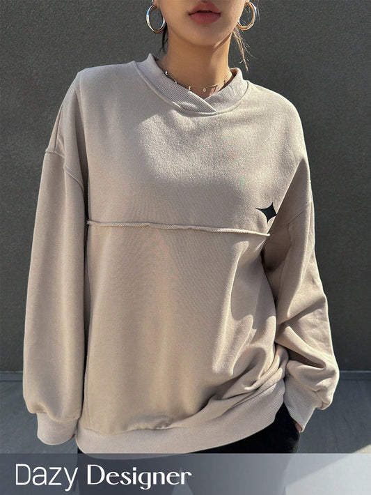 Women's Geometric Print Drop Shoulder Sweatshirt