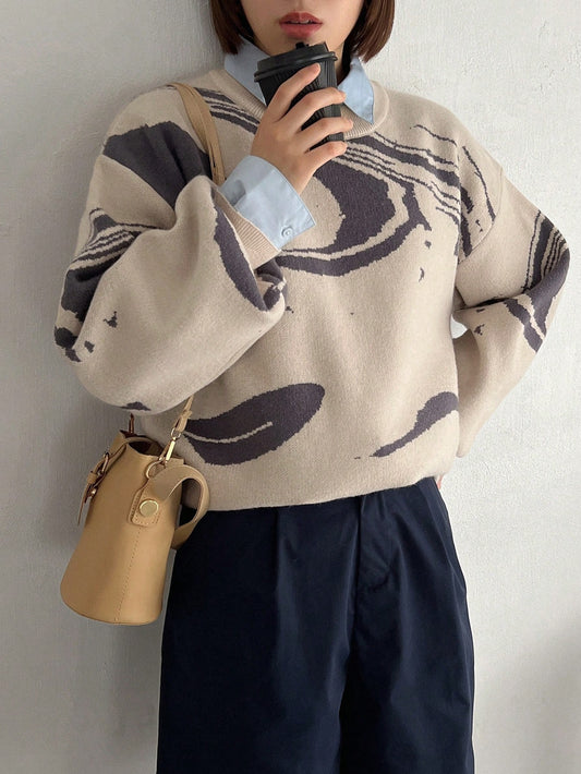 Women's Patterned Drop Shoulder Sweater