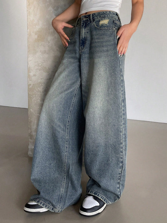 Women's Wide Leg Jeans With Pockets
