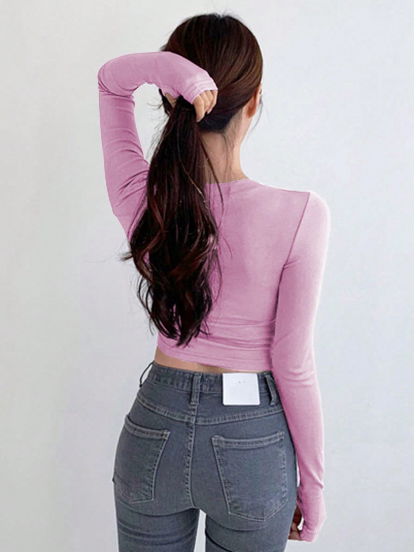 Women's Solid Color Round Neck Long Sleeve T-Shirt