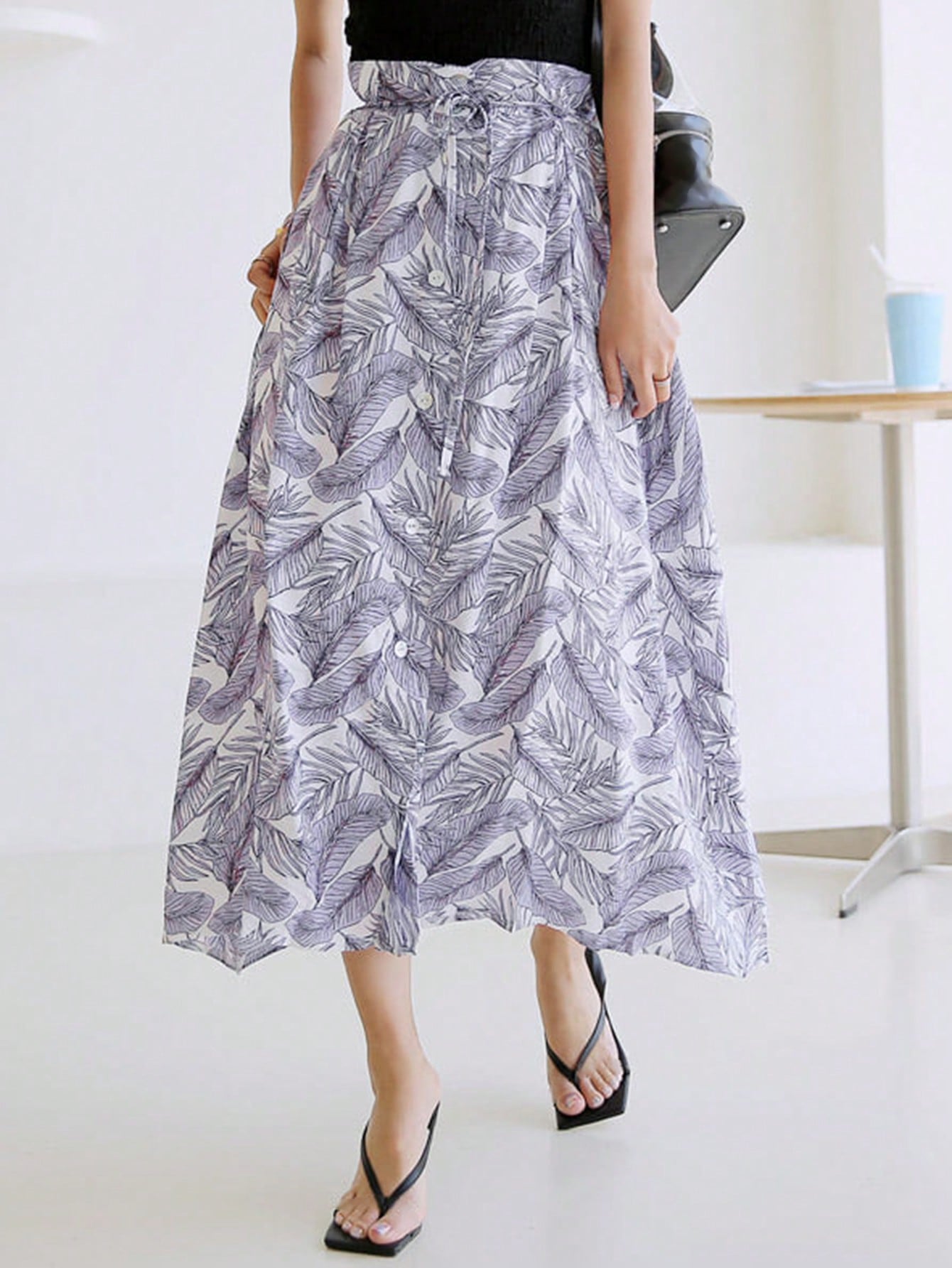 Women's Plant Printed A-Line Skirt
