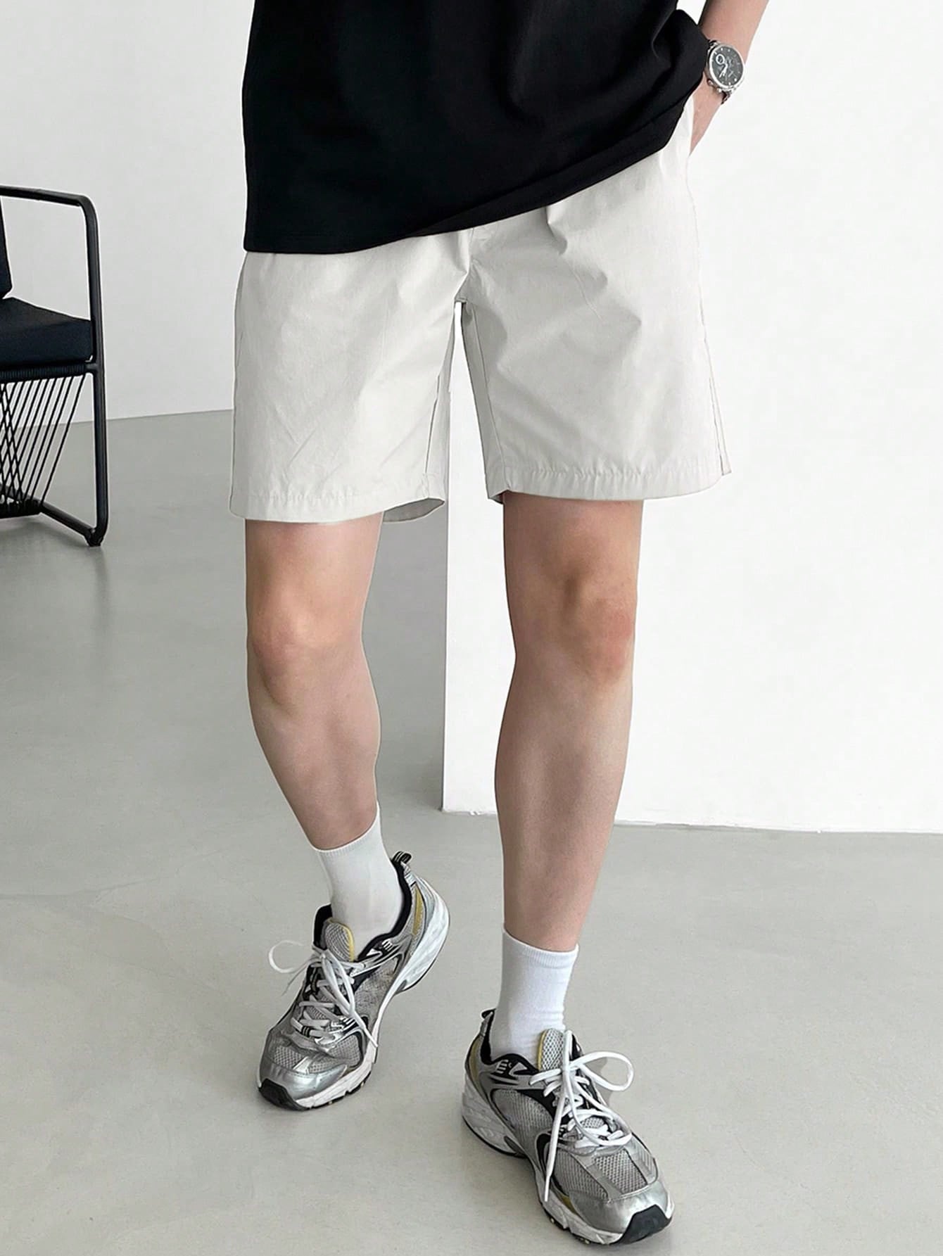 Men Slant Pockets Straight Leg Shorts