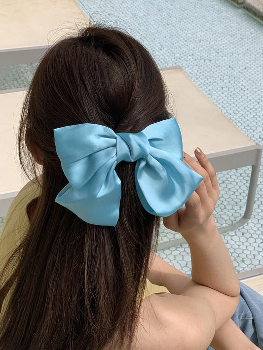 Solid Color Bowknot Design Fashion All-Match Hair Clip Suitable For Daily Wear Cute