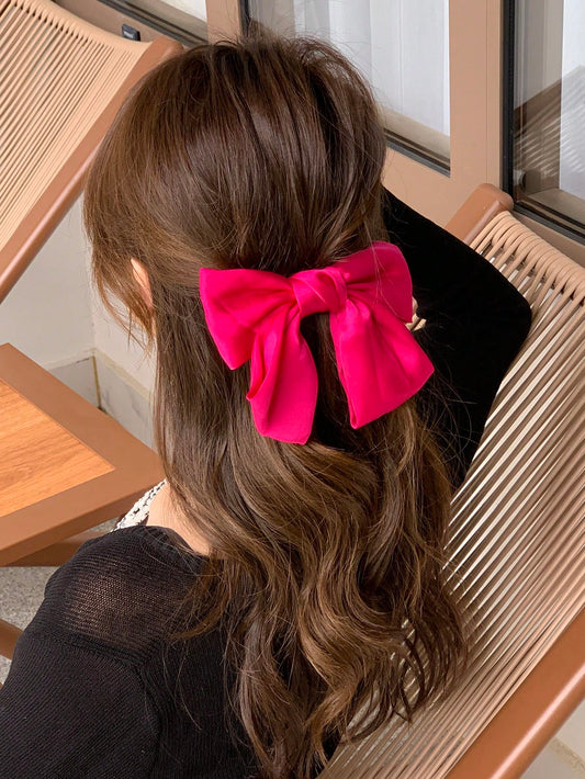 Solid Color Fashionable All-Match Hair Clip With Bowknot Design, Suitable For Daily Wear Cute