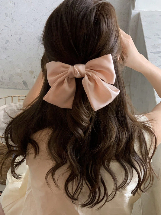 Fashionable Solid Color Hair Clip With Bow Design Cute