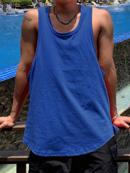 Men's Solid Color Sleeveless Tank Top For Summer