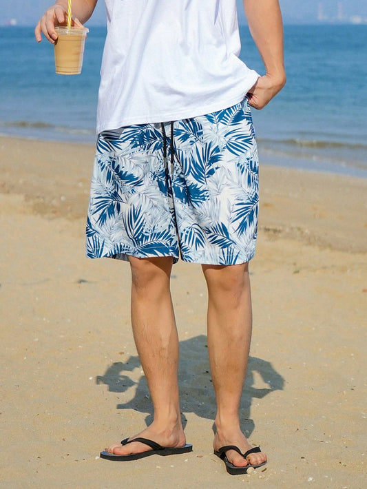 Men's Tropical Plant Printed Summer Shorts