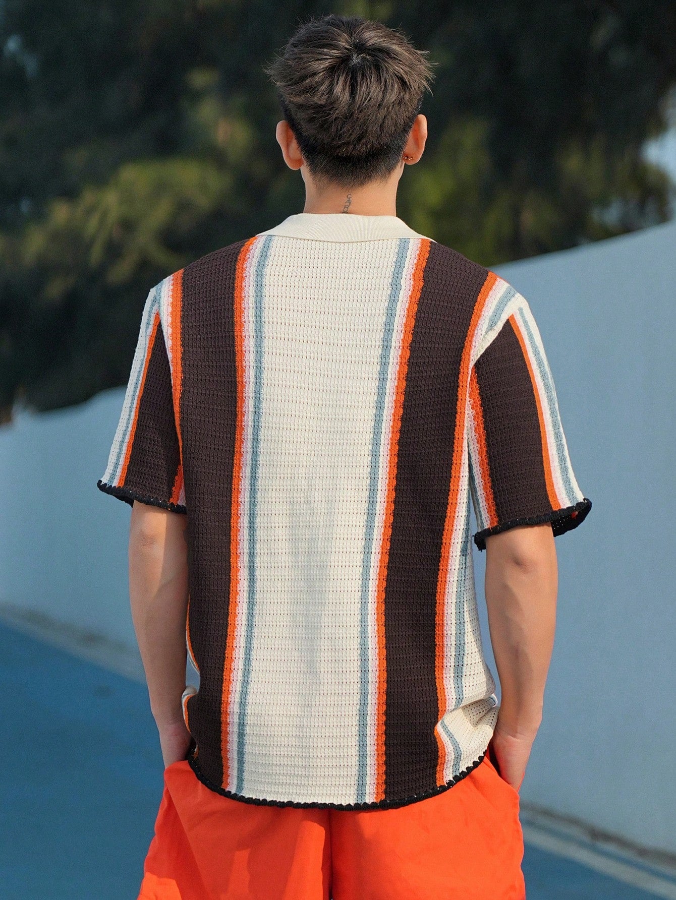 Men's Color Block Knit Short Sleeve Top