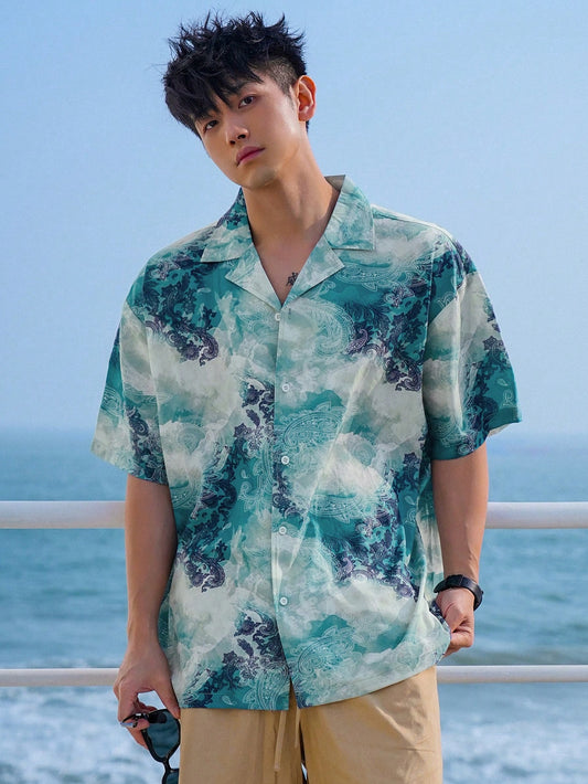 Men's Summer Short Sleeve Shirt With Paisley Print