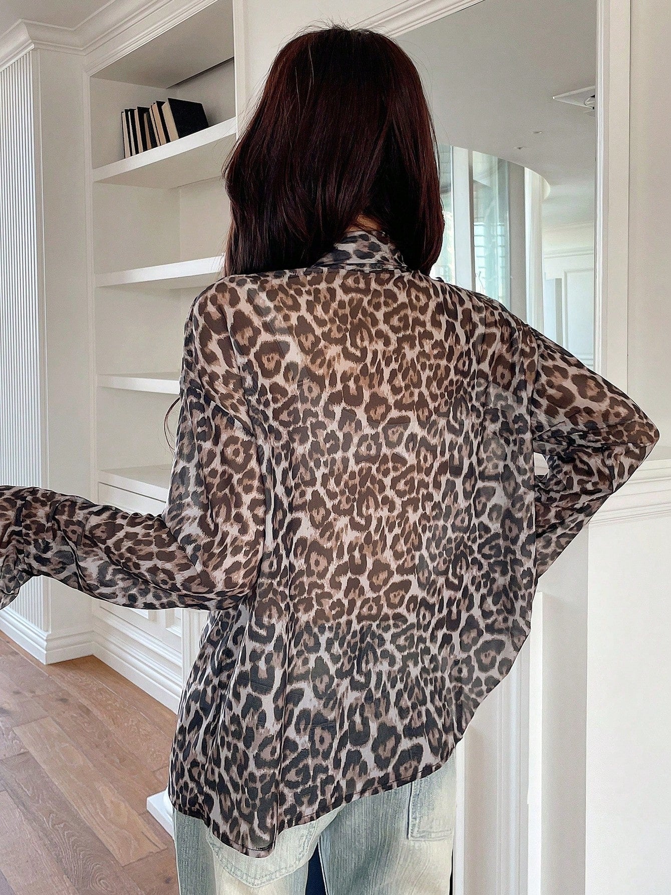 Women's Leopard Print Bell Sleeve Top