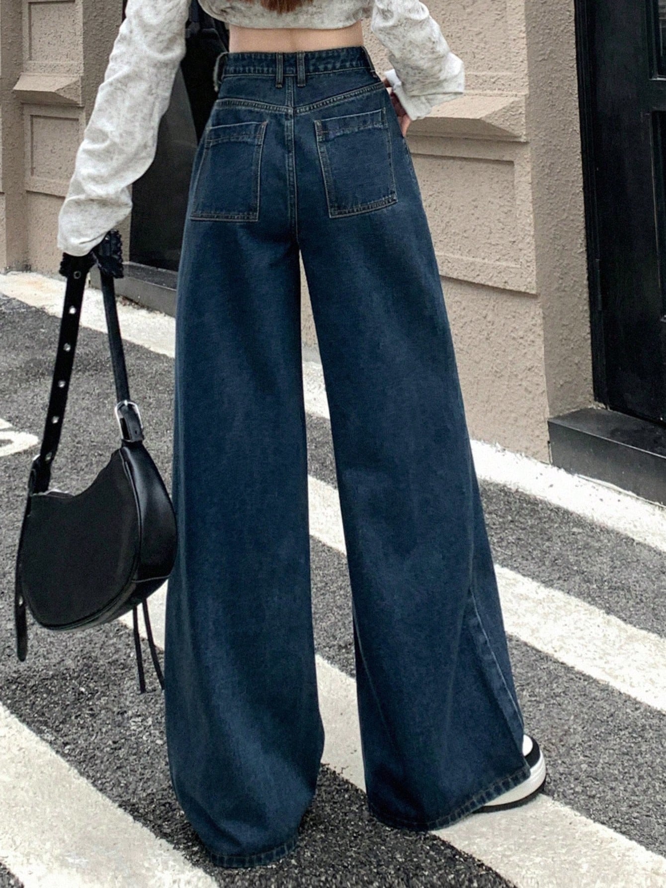 Women's High Waisted Wide Leg Denim Pants With Multi-Pocket & Design Sense
