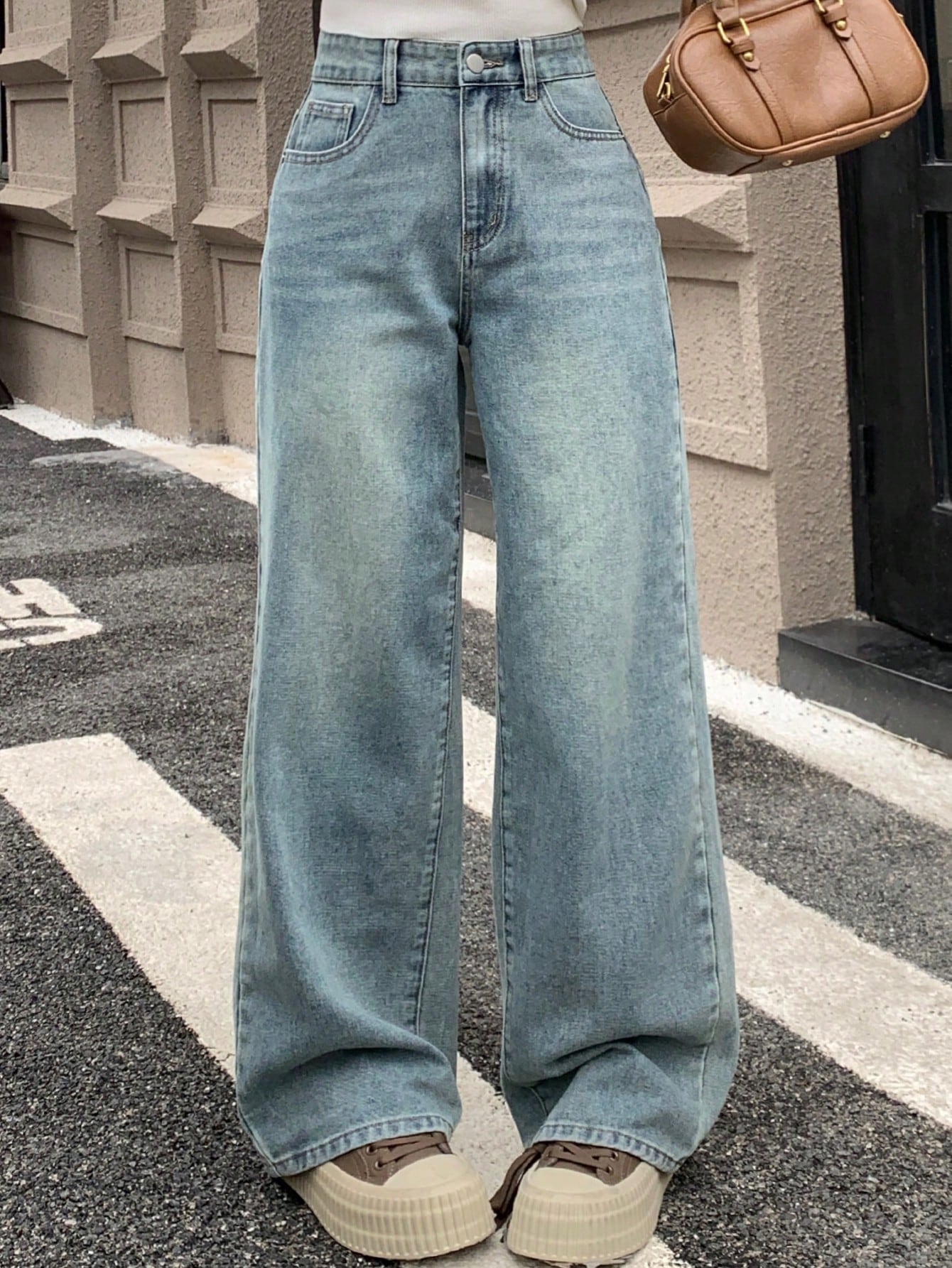 Washed Loose Fit Wide Leg Jeans