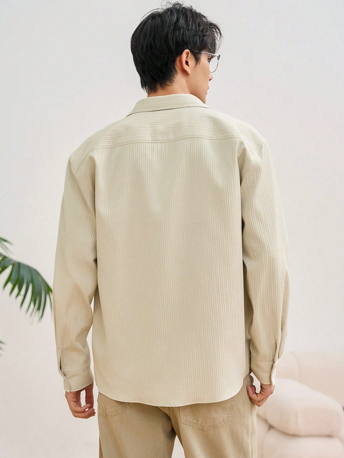 Men's Solid Color Long Sleeve Shirt For Spring And Summer