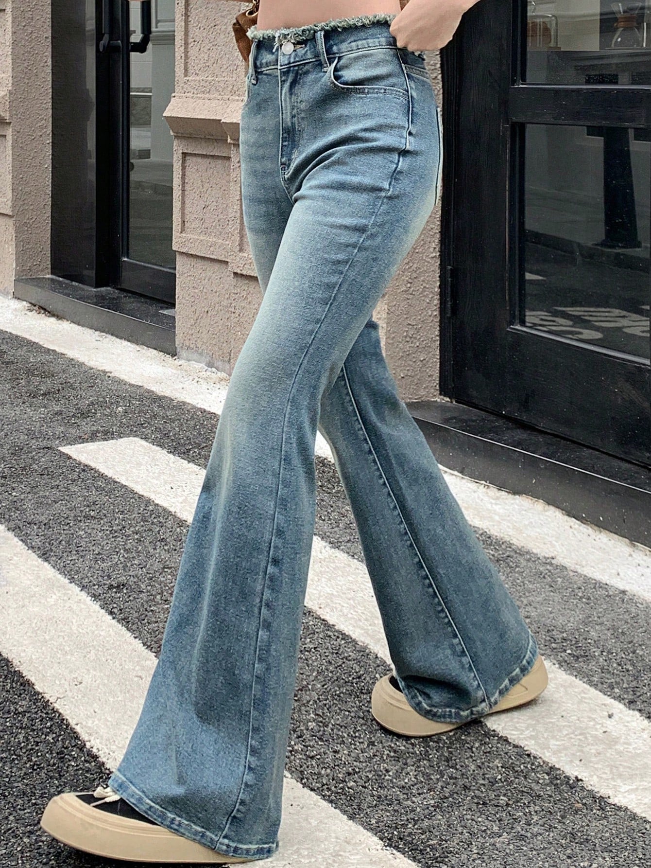 Women's Raw Edge Flare Jeans