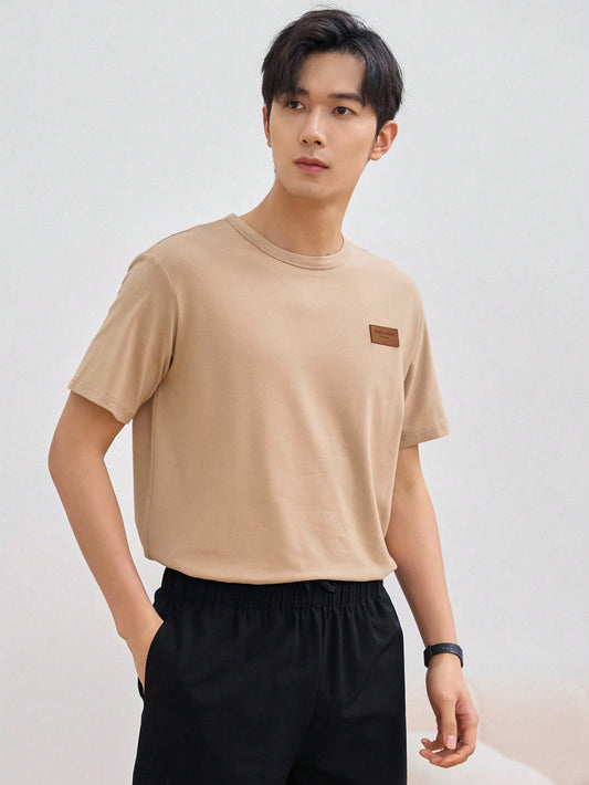 Men's Summer Short Sleeve T-Shirt With Letter Patch