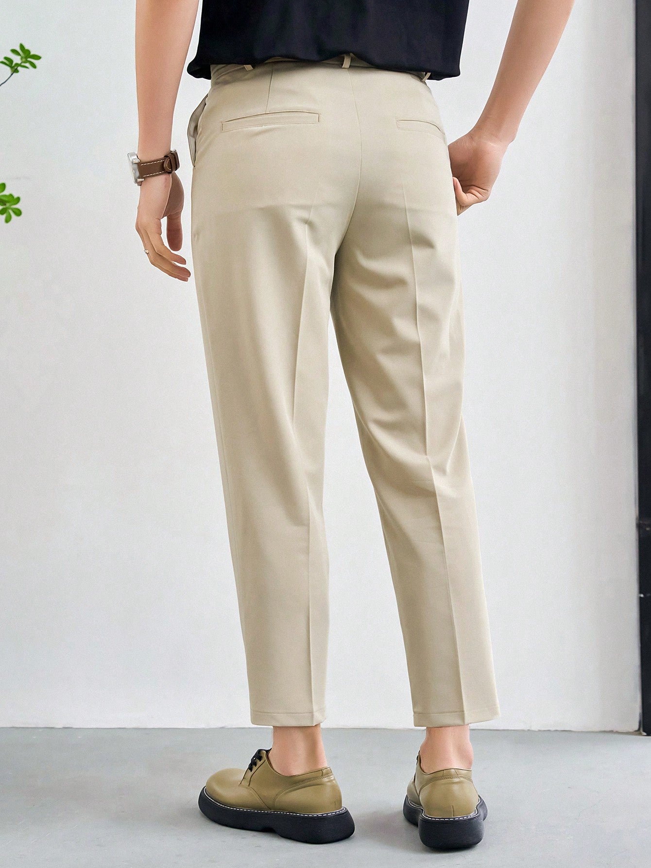 Men's Solid Color Pants With Side Pockets