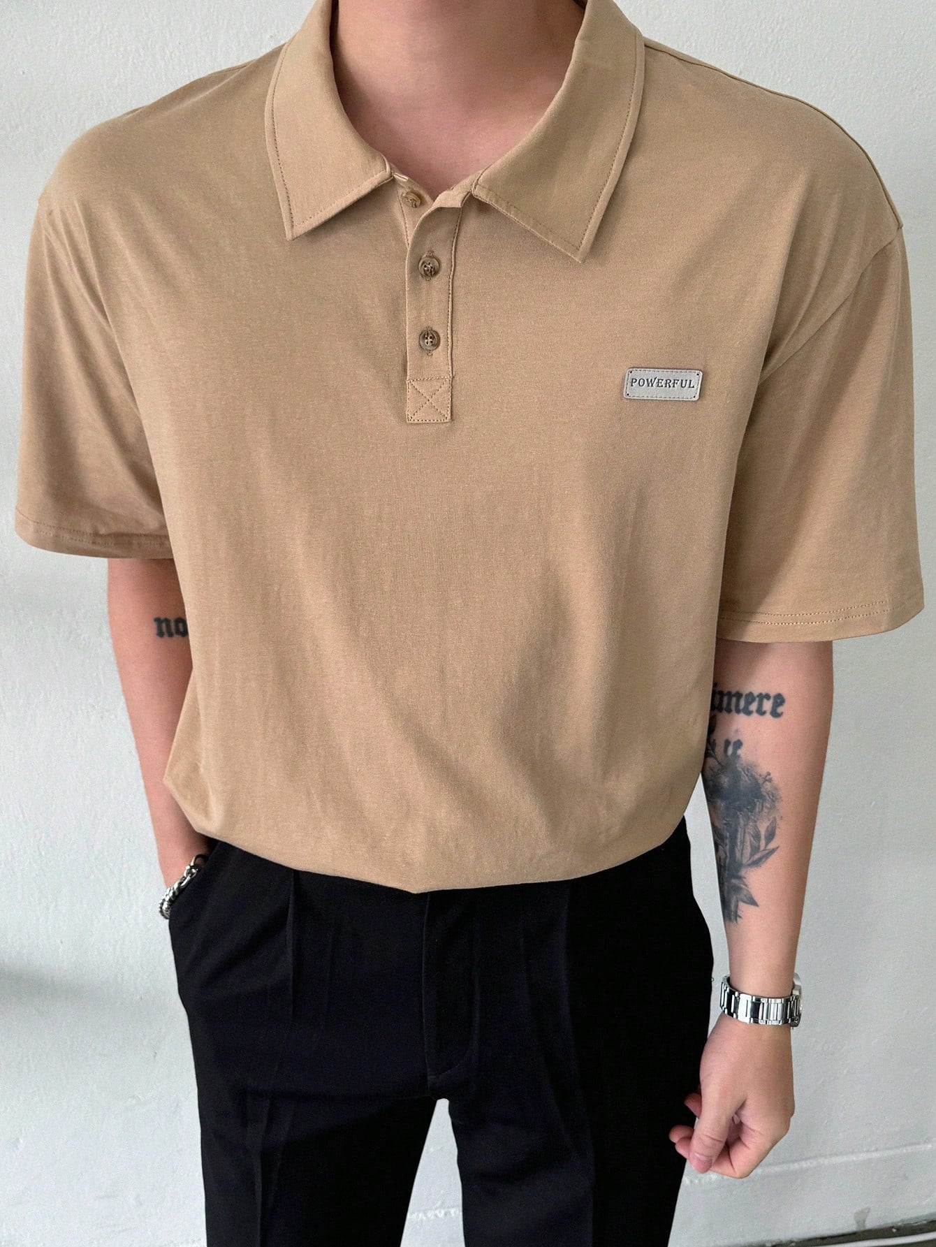 Men's Summer Slim Fit Peach Poloshirt With Patch