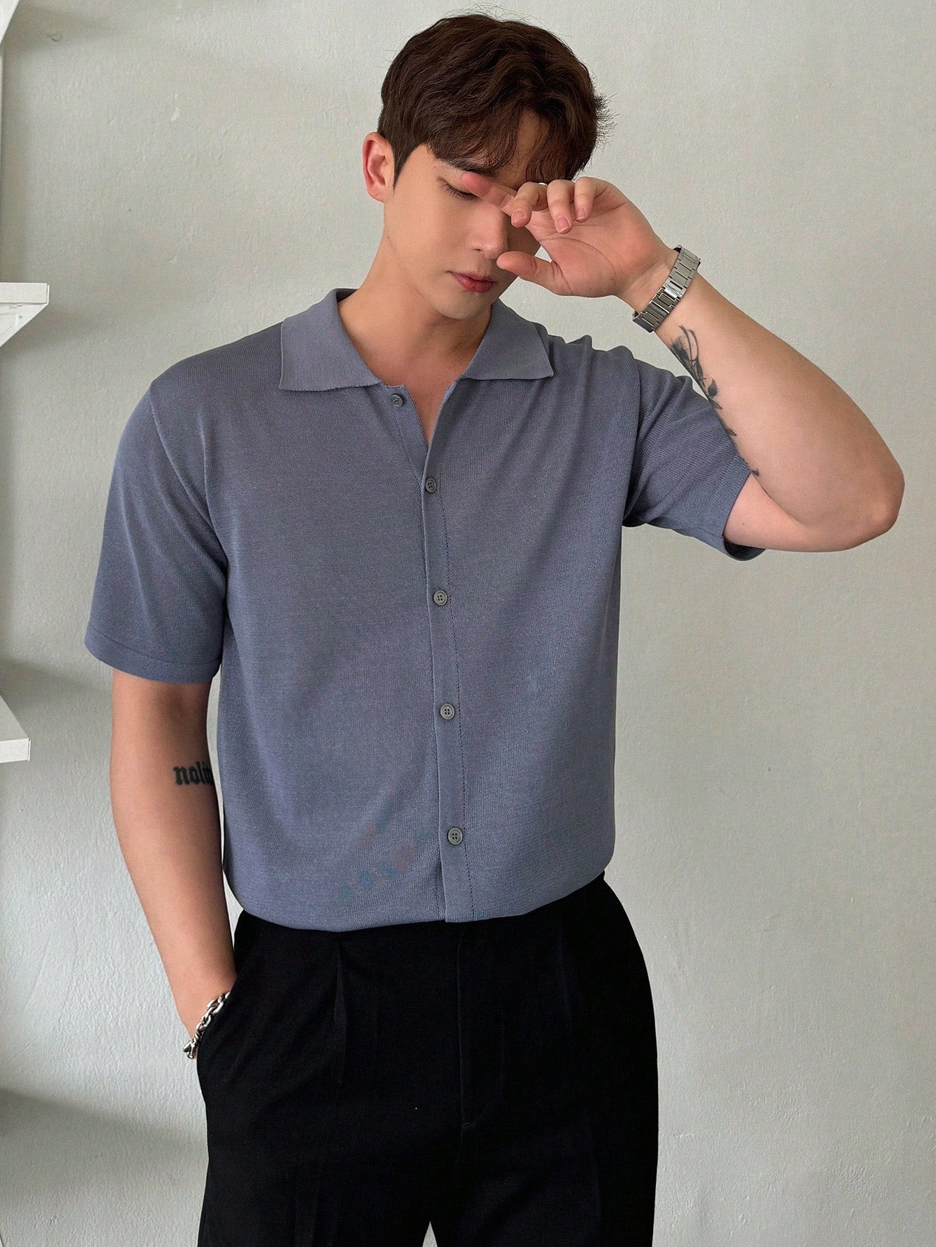 Men's Summer Solid Color Knitted Top