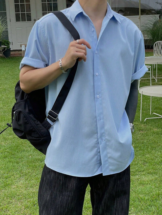 Men's Blue Short Sleeve Summer Shirt