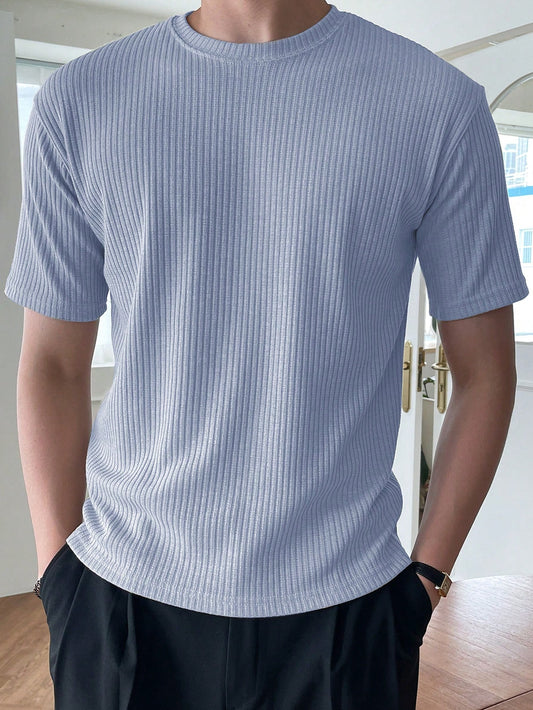 Men's Solid Color Summer Short Sleeve T-Shirt With Round Neckline