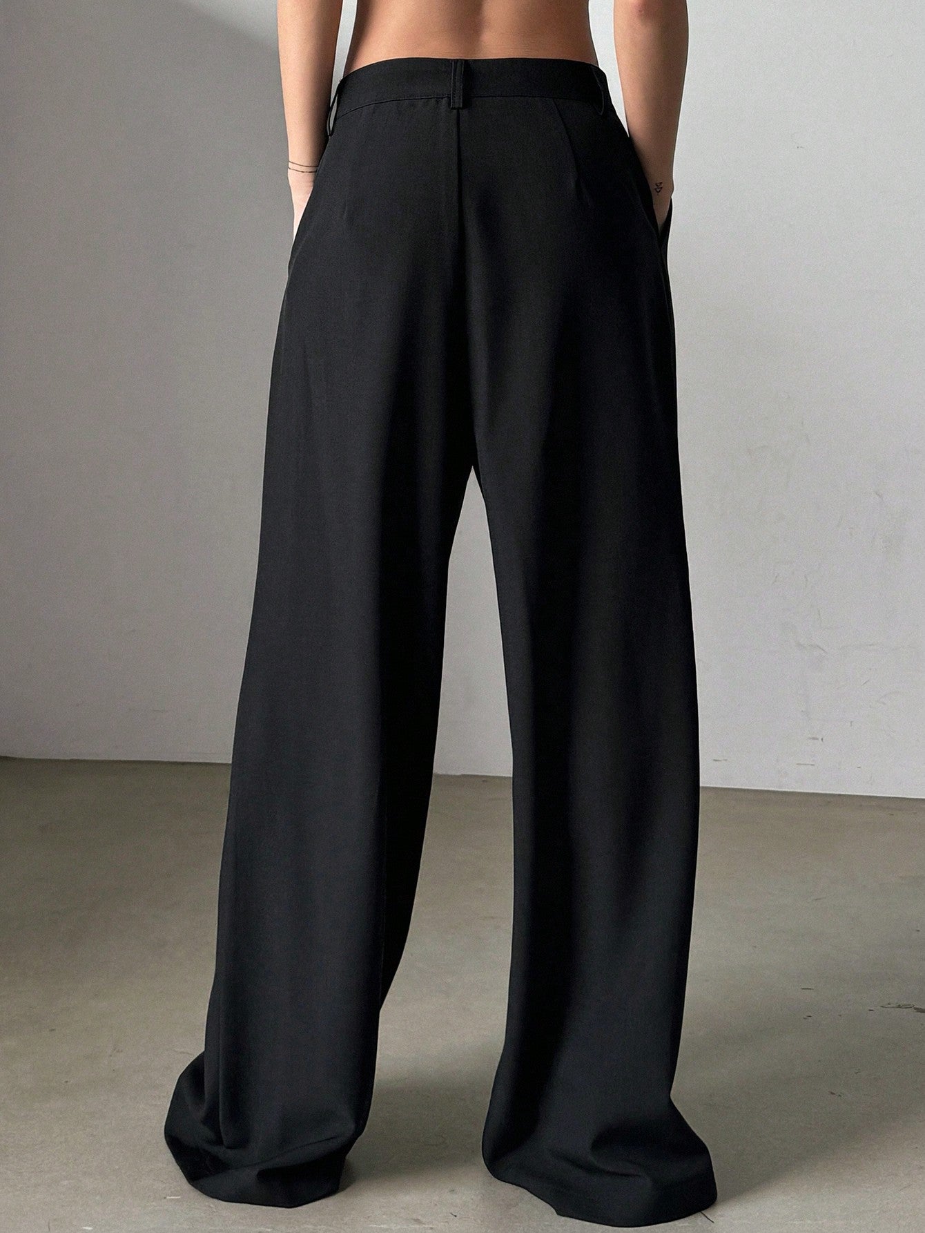 Solid Color Women's Suit Pants With Slanted Placket