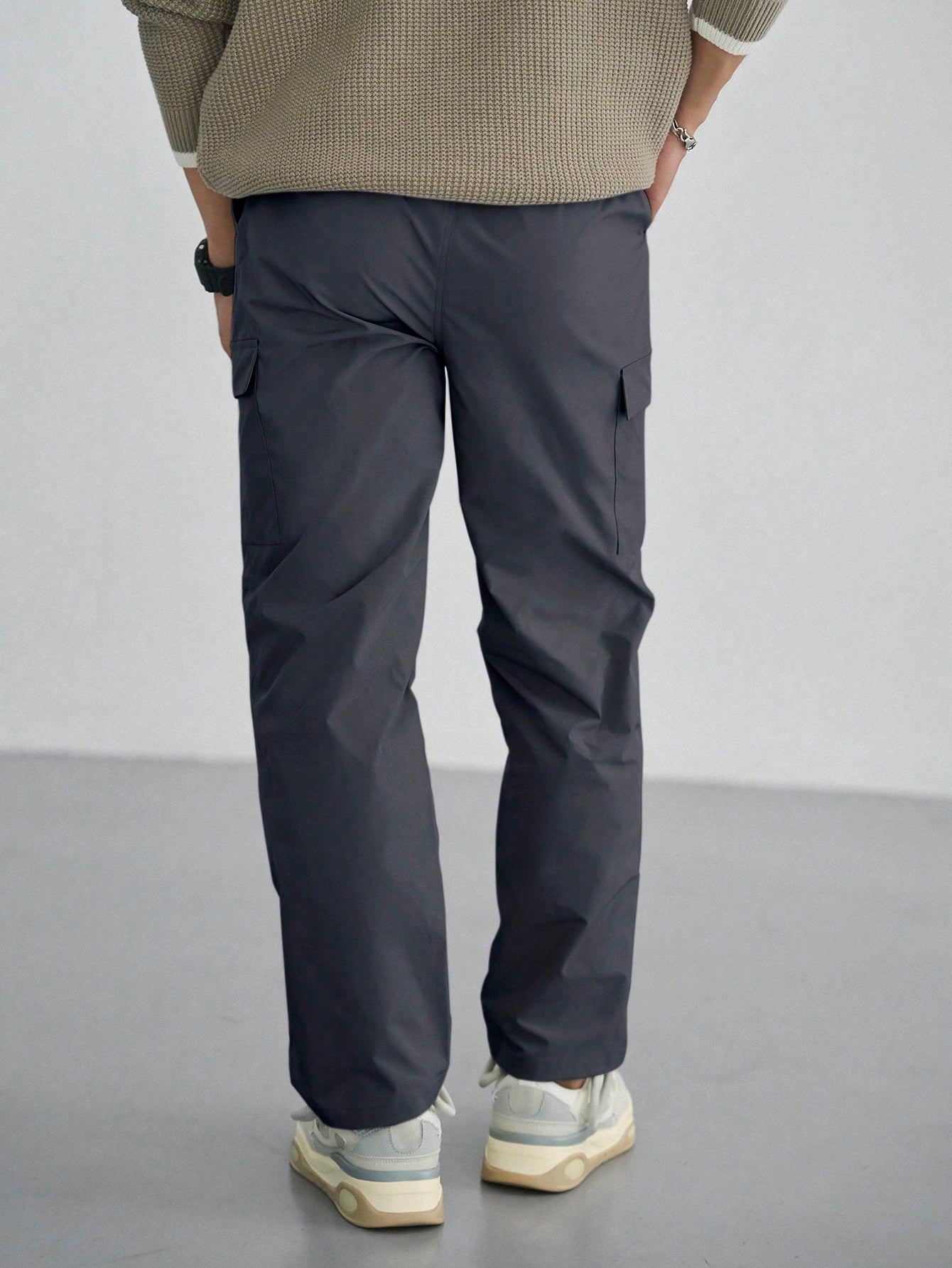 Men's Solid Color Straight-Fit Cargo Pants